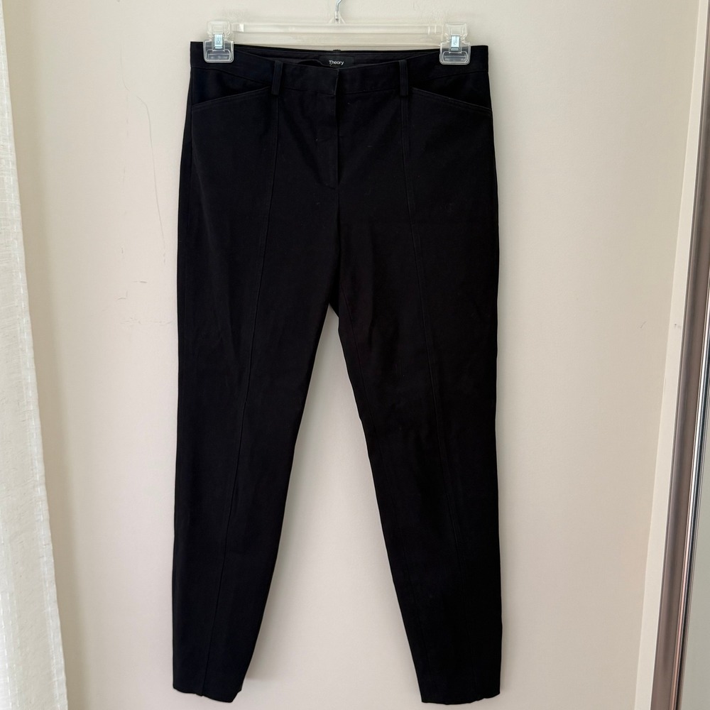 Theory Black Pants Size 6 Zip Ankle Career Business Casual‎ Fitted